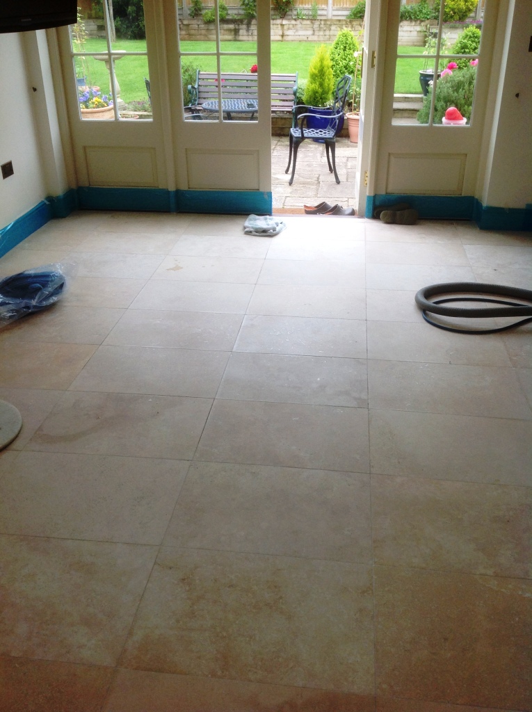 Travertine floor before polishing in Great Wilbraham Cambridge