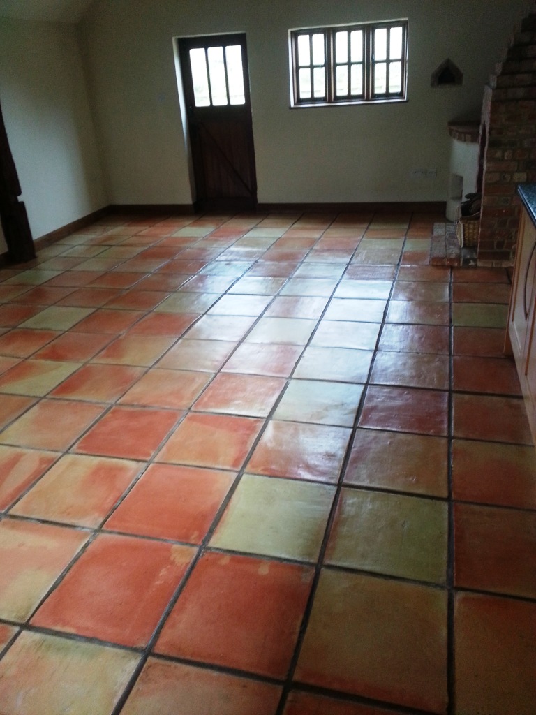 Terracotta Tiled Floor After Clean and Seal in Great Gransden
