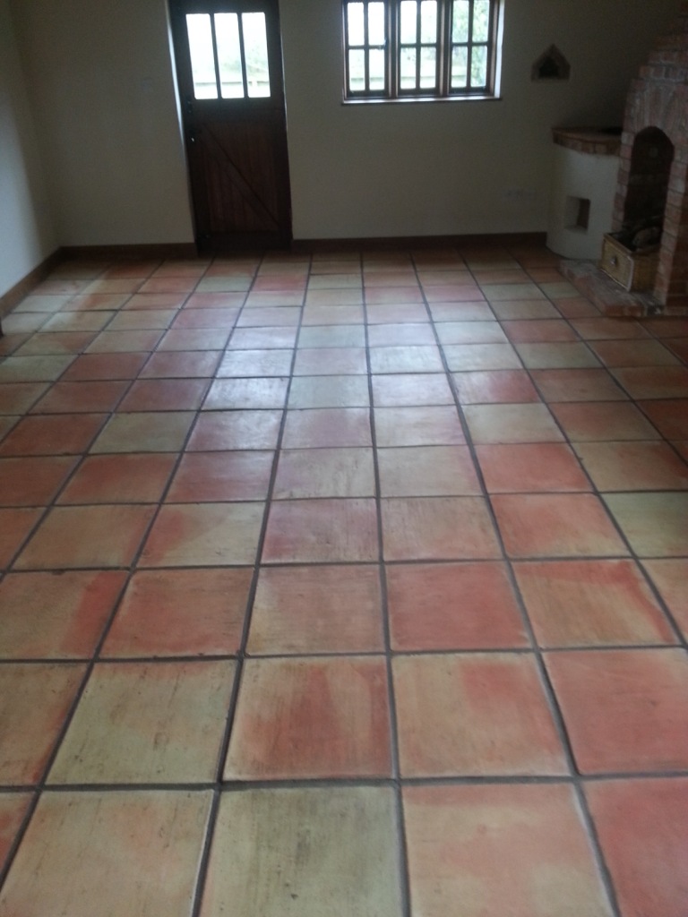 Terracotta Tiled Floor Before Clean and Seal in Great Gransden