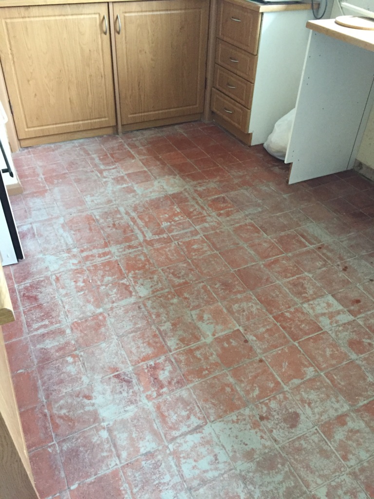 Kitchen Quarry Tiled Floor Before Restoration Cambridge