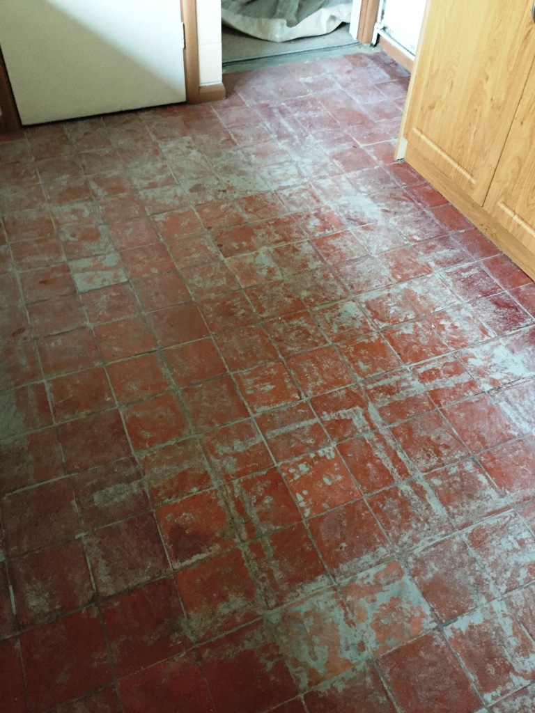 Kitchen Quarry Tiled Floor Before Restoration Cambridge