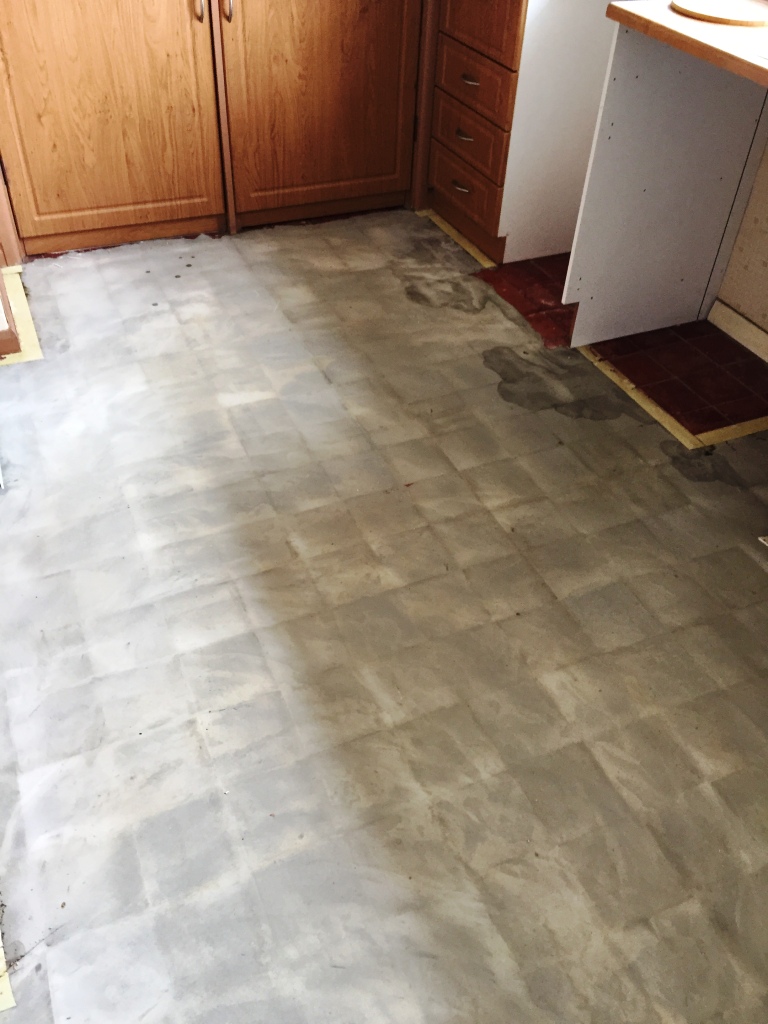 Kitchen Quarry Tiled Floor with Lino Removed Cambridge
