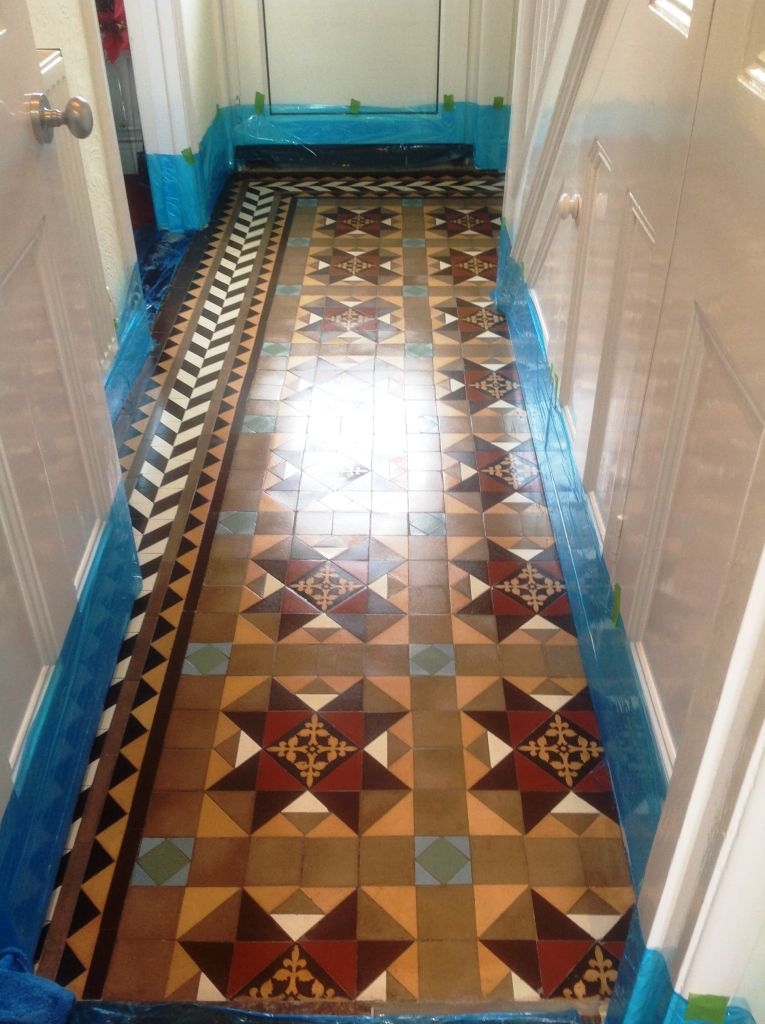 Edwardian Tiled Hallway After Sealing in Chippenham