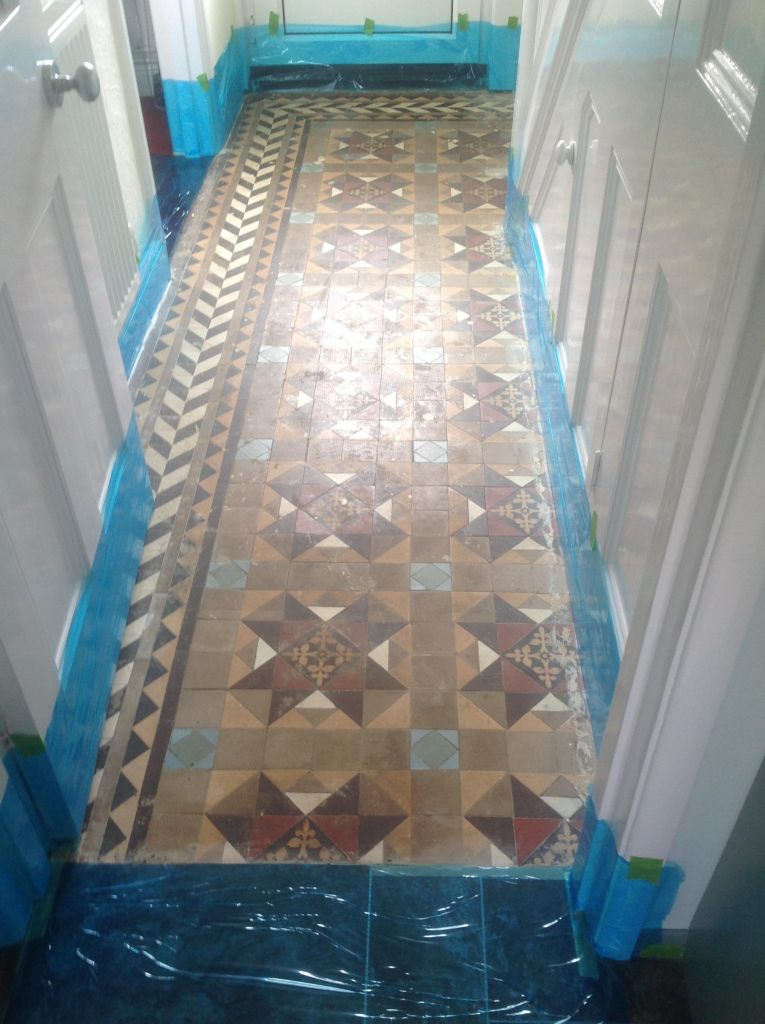 Edwardian Tiled Hallway Prepared for Restoration in Chippenham