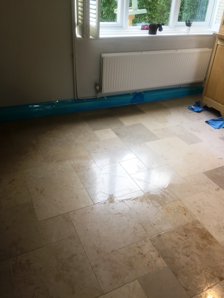 Limestone Tiled Dining Room After Polishing Boxworth