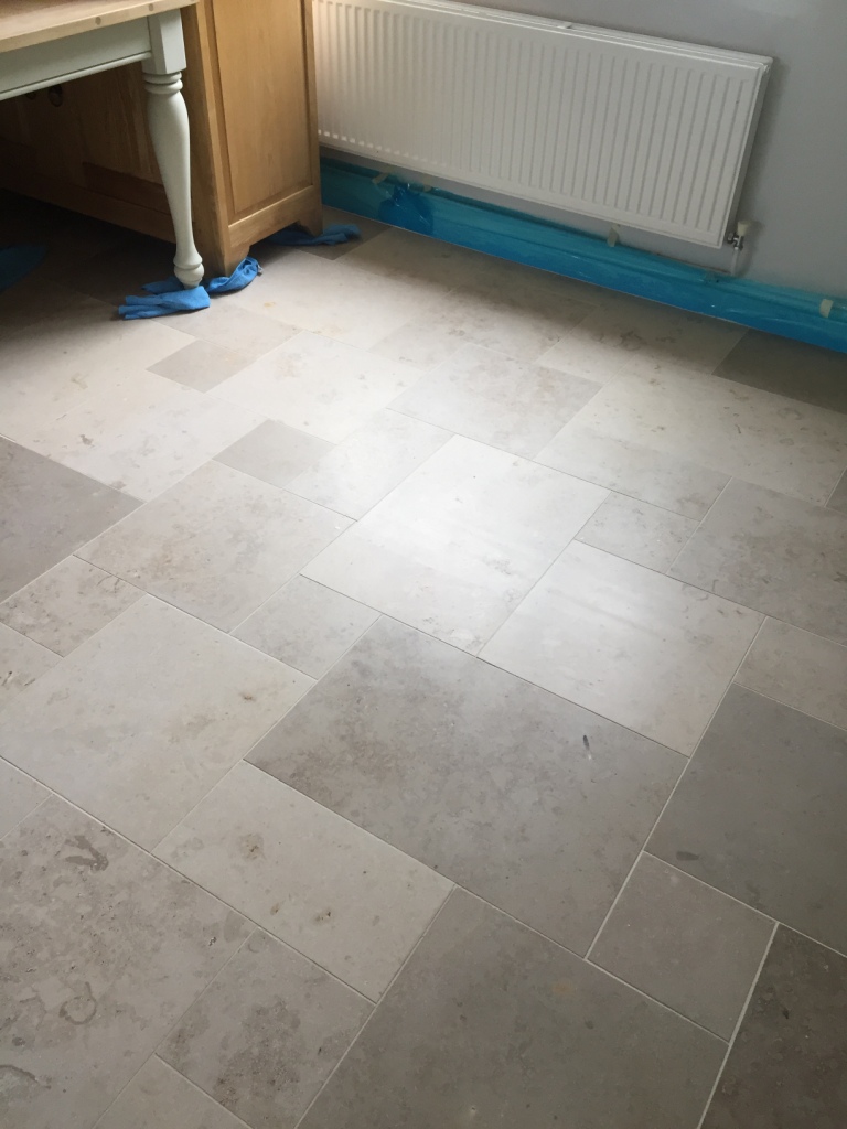 Limestone Tiled Dining Room Before Polishing Boxworth