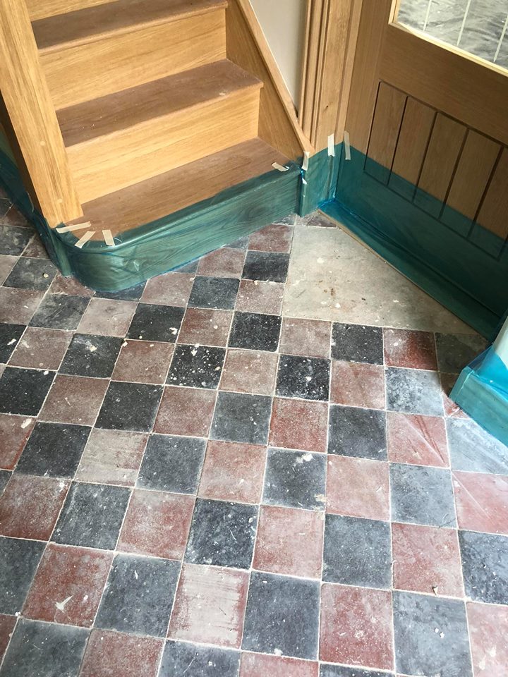 Victorian Tiled Hallway Before Cleaning and Repair Great Paxton