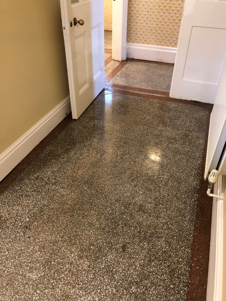 Adhesive Covered Victorian Terrazzo Hallway After Cleaning Newmarket