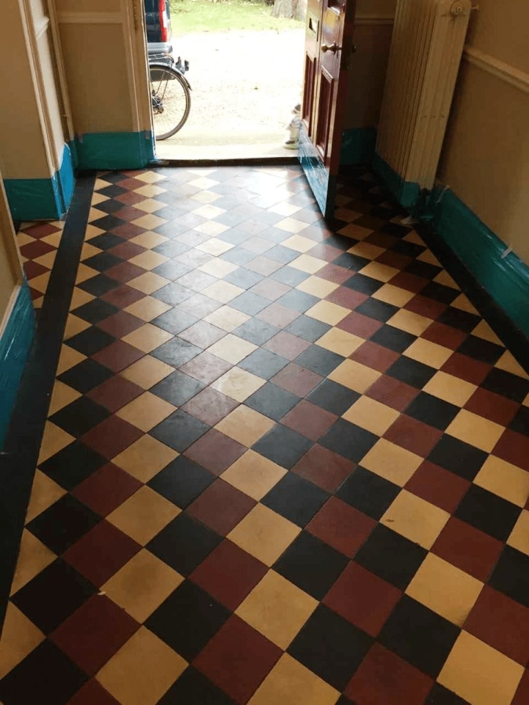 Victorian Tiled Hallway Before Cleaning Girton