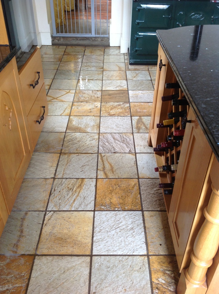 Harston Slate Tiled Floor Before Cleaning 1