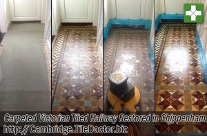 Victorian Tiled Hallway Floor Before and After Cleaning in Chippenham