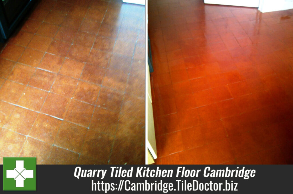 Quarry Tiled Kitchen Floor Cleaned and Sealed in Cambridge