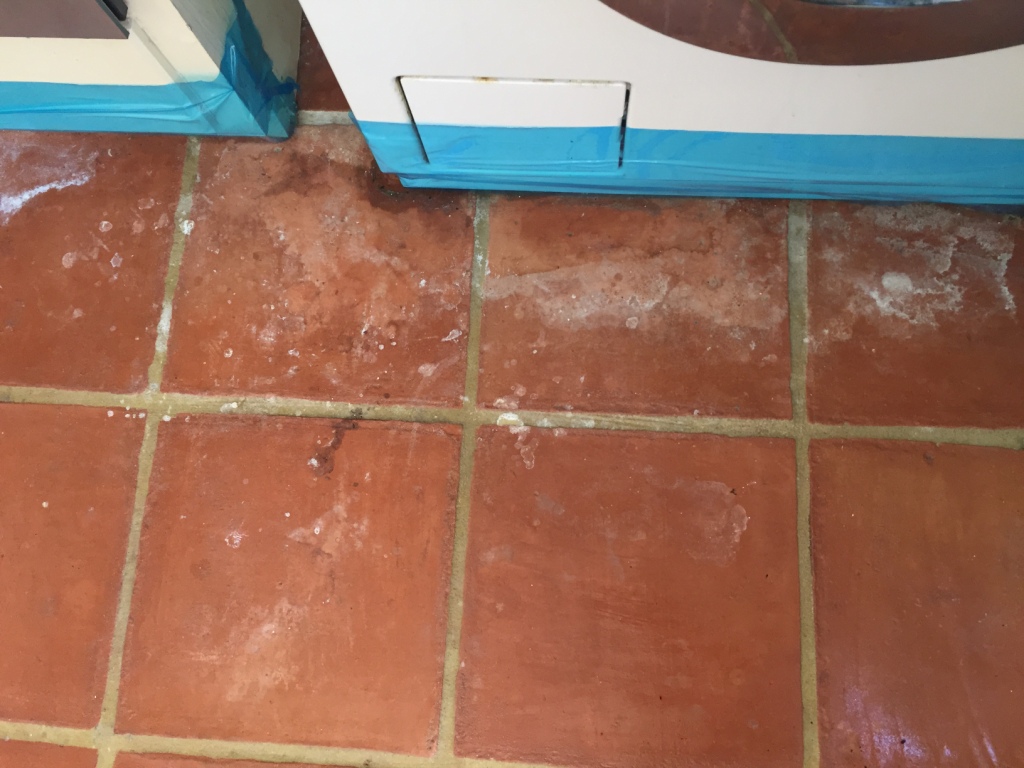 Terracotta Tiles Before Cleaning Isleham Conservatory
