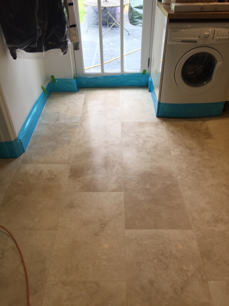 Travertine Kitchen Floor Before Cleaning Cambridge