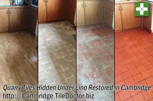 Quarry Tiled Kitchen Before and After Restoration in Cambridge