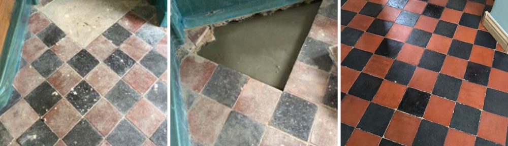 Victorian Tiled Hallway Floor Repaired and Restored in Great Paxton