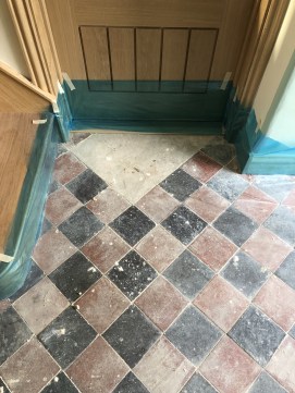 Victorian Tiled Hallway Before Cleaning and Repair Great Paxton