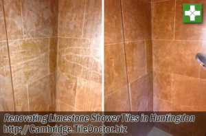 Acid Damaged Limestone Shower Tiles Before After Renovation Huntingdon