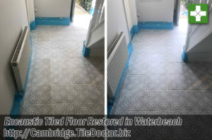 Encaustic Tiled Hallway Floor Before After Restoration Waterbeach