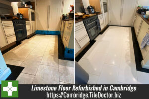 Cream Limestone Floor Before After Refurbish Cambridge