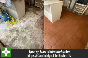 Quarry Tiled Kitchen Floor Before After Restoration Godmanchester