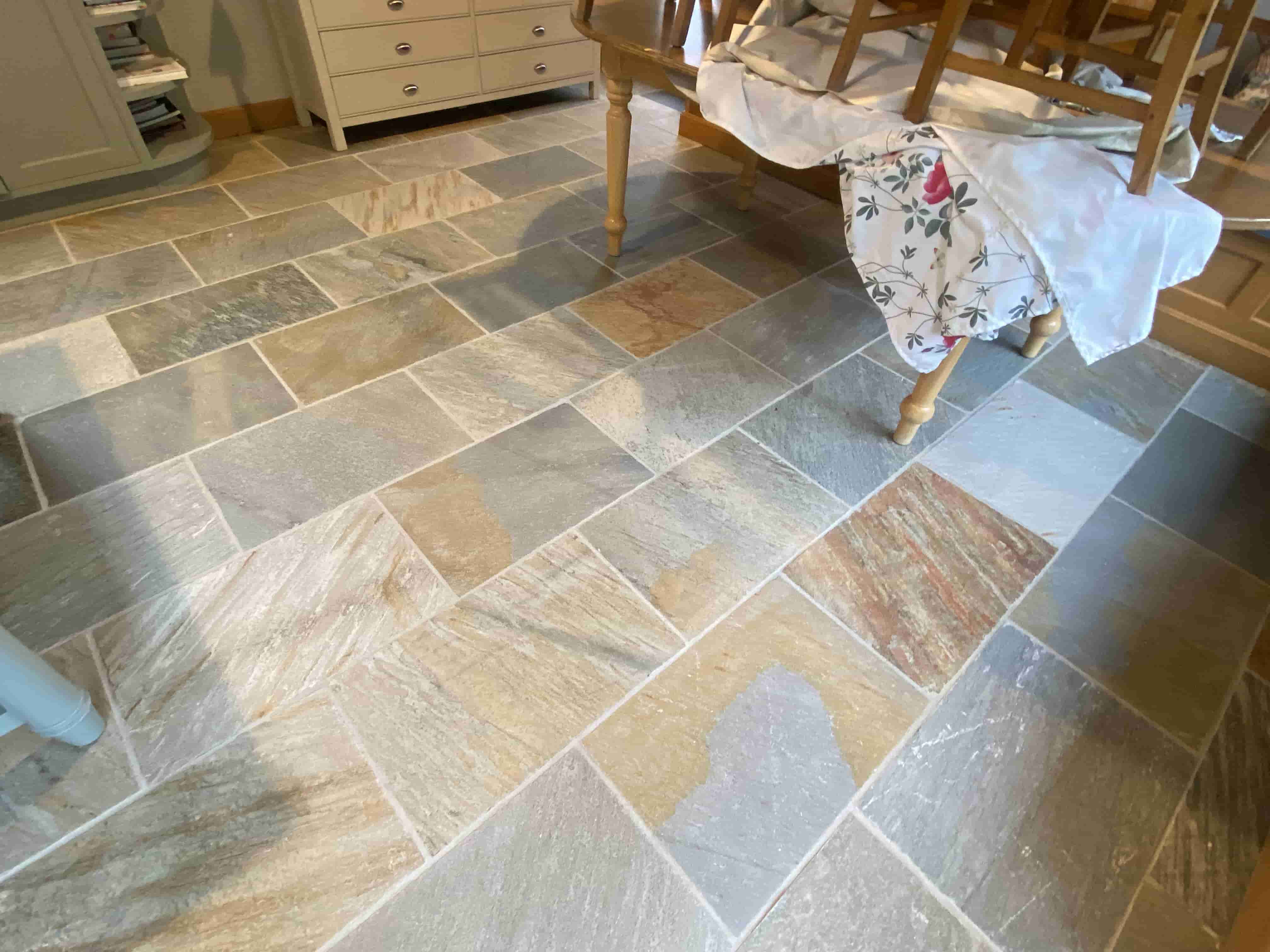 Multi-coloured Slate Tiled Floor After Cleaning West Wickham