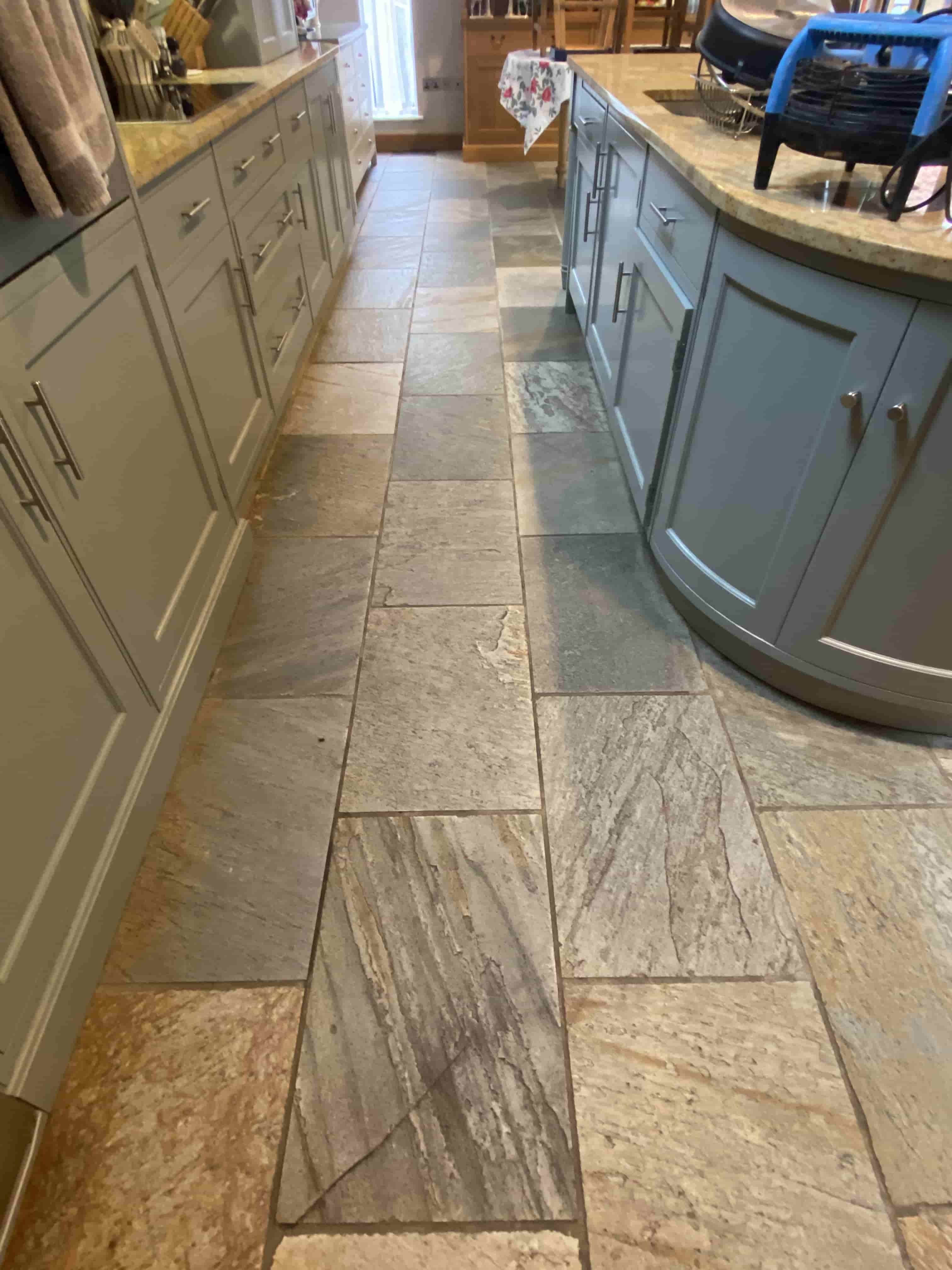 Multi-coloured Slate Tiled Floor Before Cleaning West Wickham