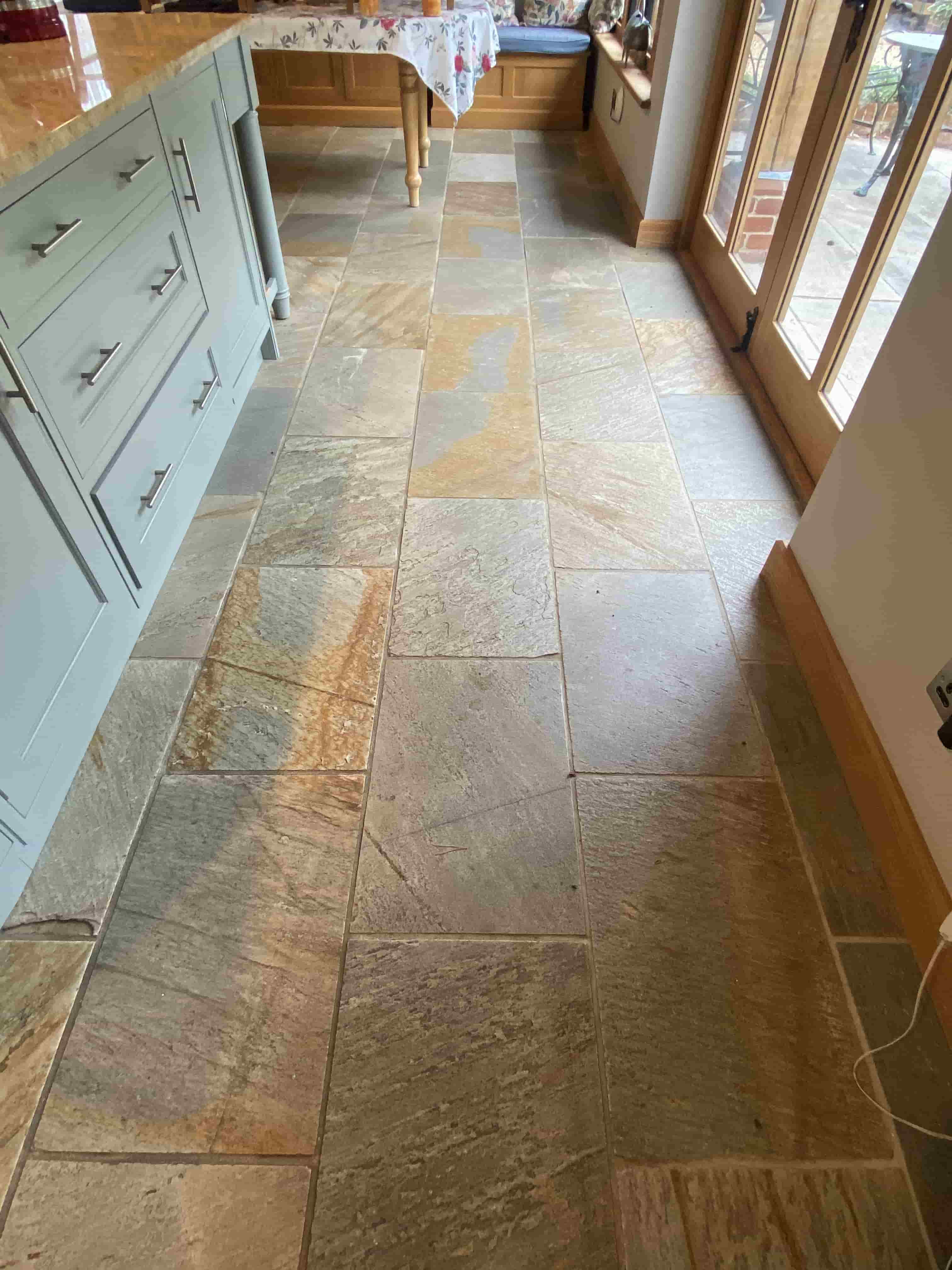 Multi-coloured Slate Tiled Floor Before Cleaning West Wickham